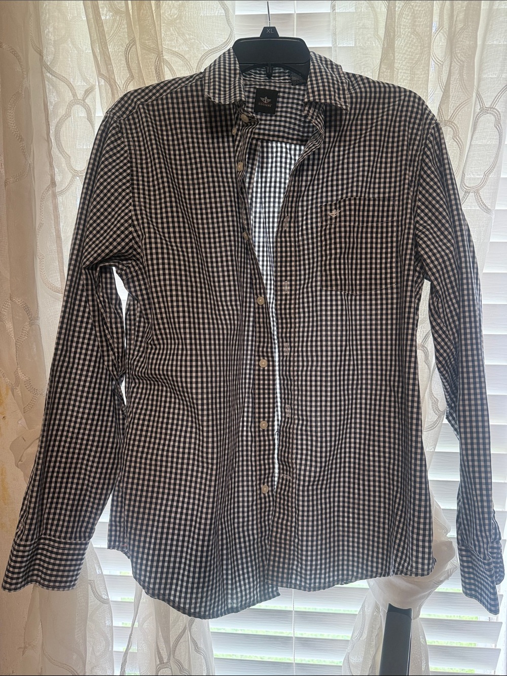 Dockers Men’s Black and White Check Dress Shirt
